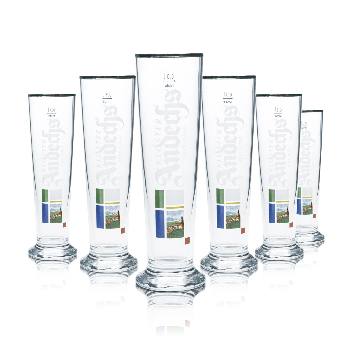6x Andechs beer glass 0.3 l mug cup trophy glasses monastery brewery gastro bar
