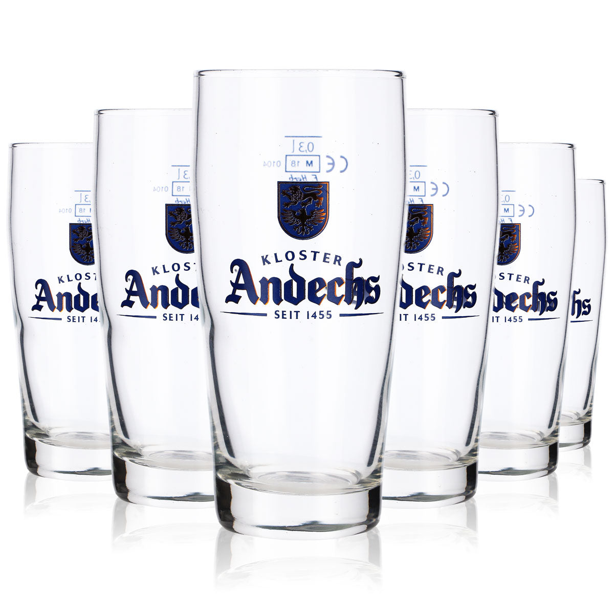 6x Andechs beer glasses 0.3 l Willi mug Blue logo F.Herb – View 5