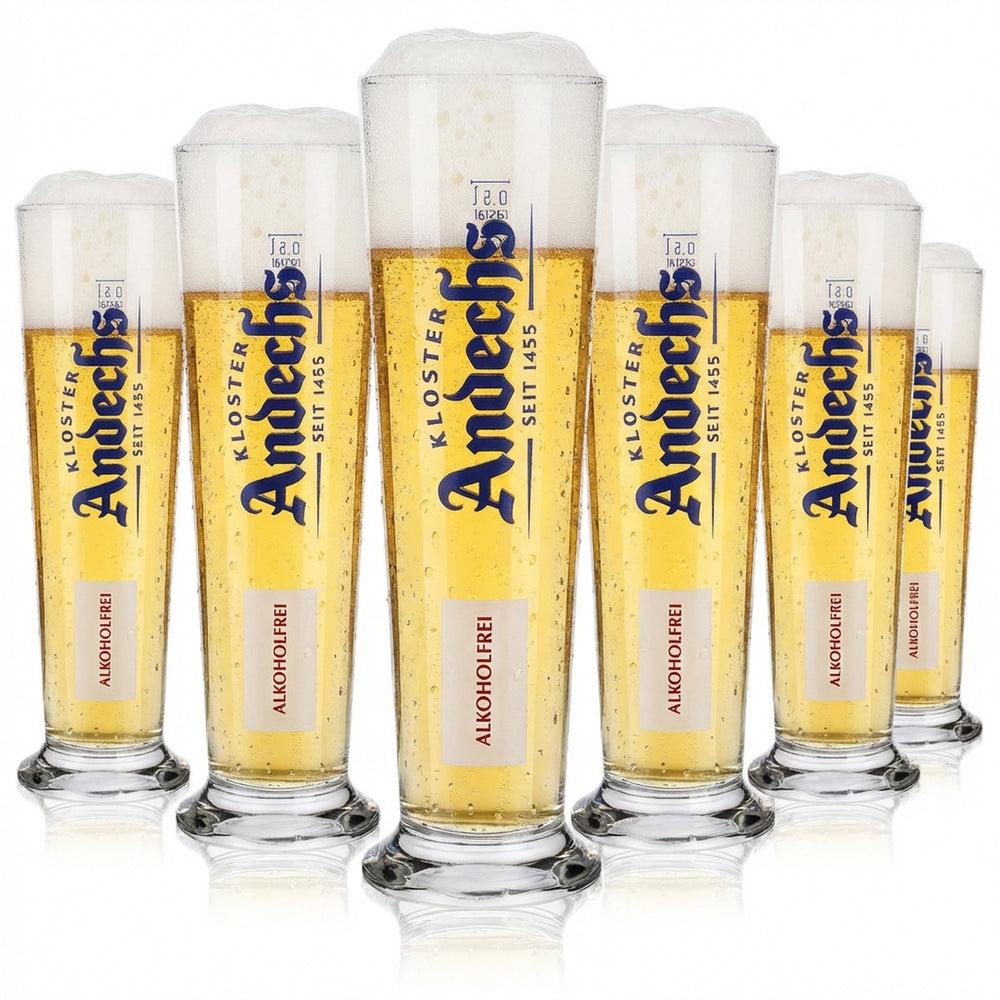 6x Andechs beer glasses, 0.5 l, wheat beer glass, non-alcoholic, Rastal