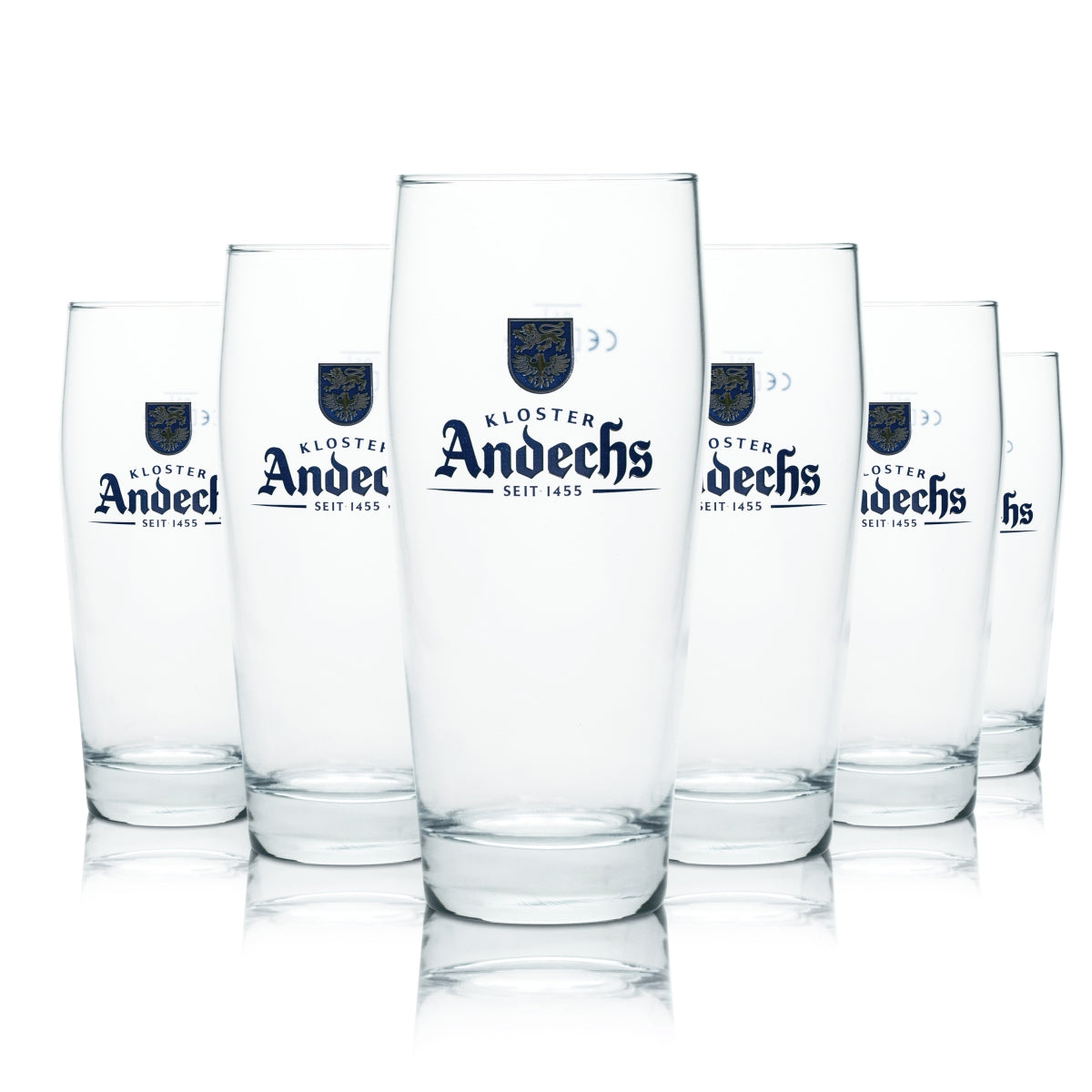 6x Andechs 0.5l beer mug glasses, restaurant-sized, calibrated, monastery brewery, Munich