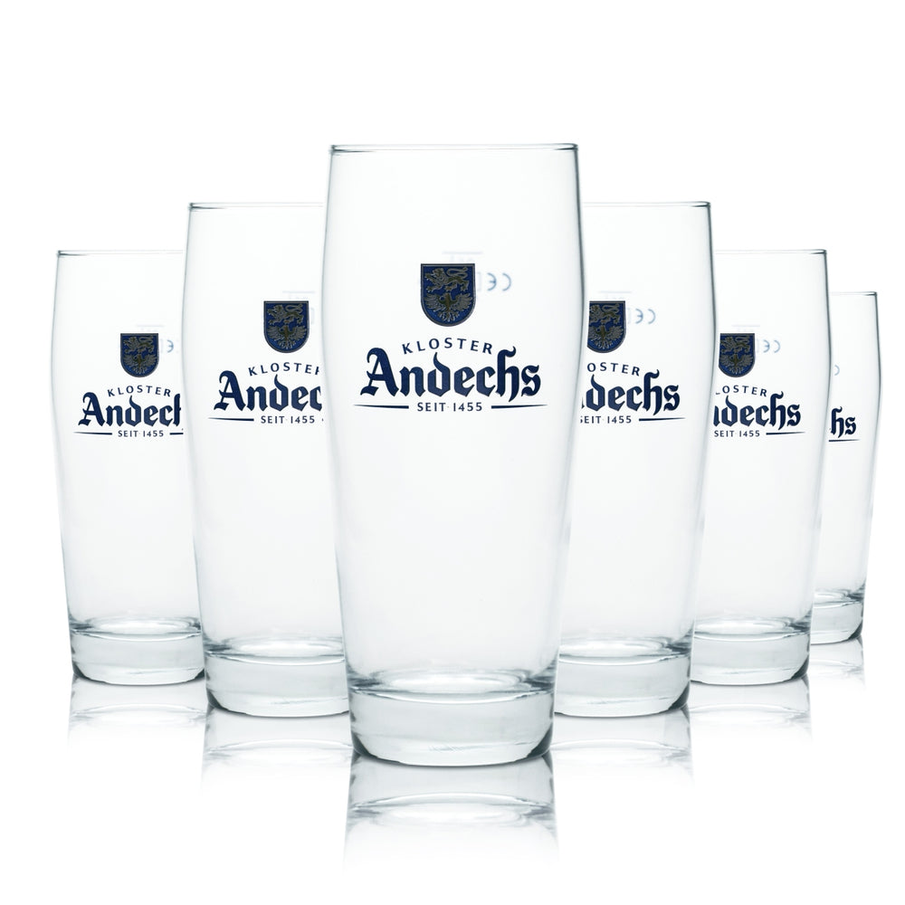 6x Andechs 0.5l beer mug glasses, restaurant-sized, calibrated, monastery brewery, Munich