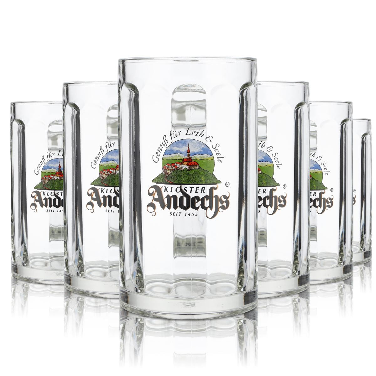 6x Andechs glass 0.5l beer mug tankard Seidel glasses set monastery brewery Gastro – View 3
