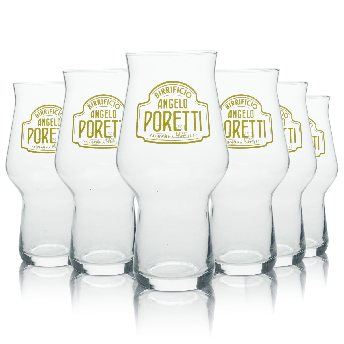 6x Angelo Poretti Beer Glass Birrificio Valganna Dal 1877 0.25l rastal