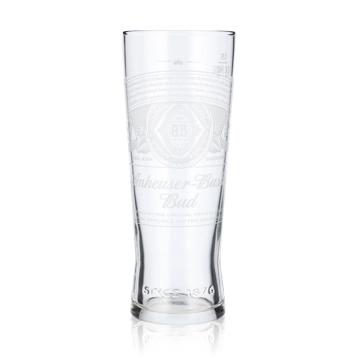 6x Anheuser-Busch Bud Beer Glass 0.5l Contour Creed White Logo – View 2