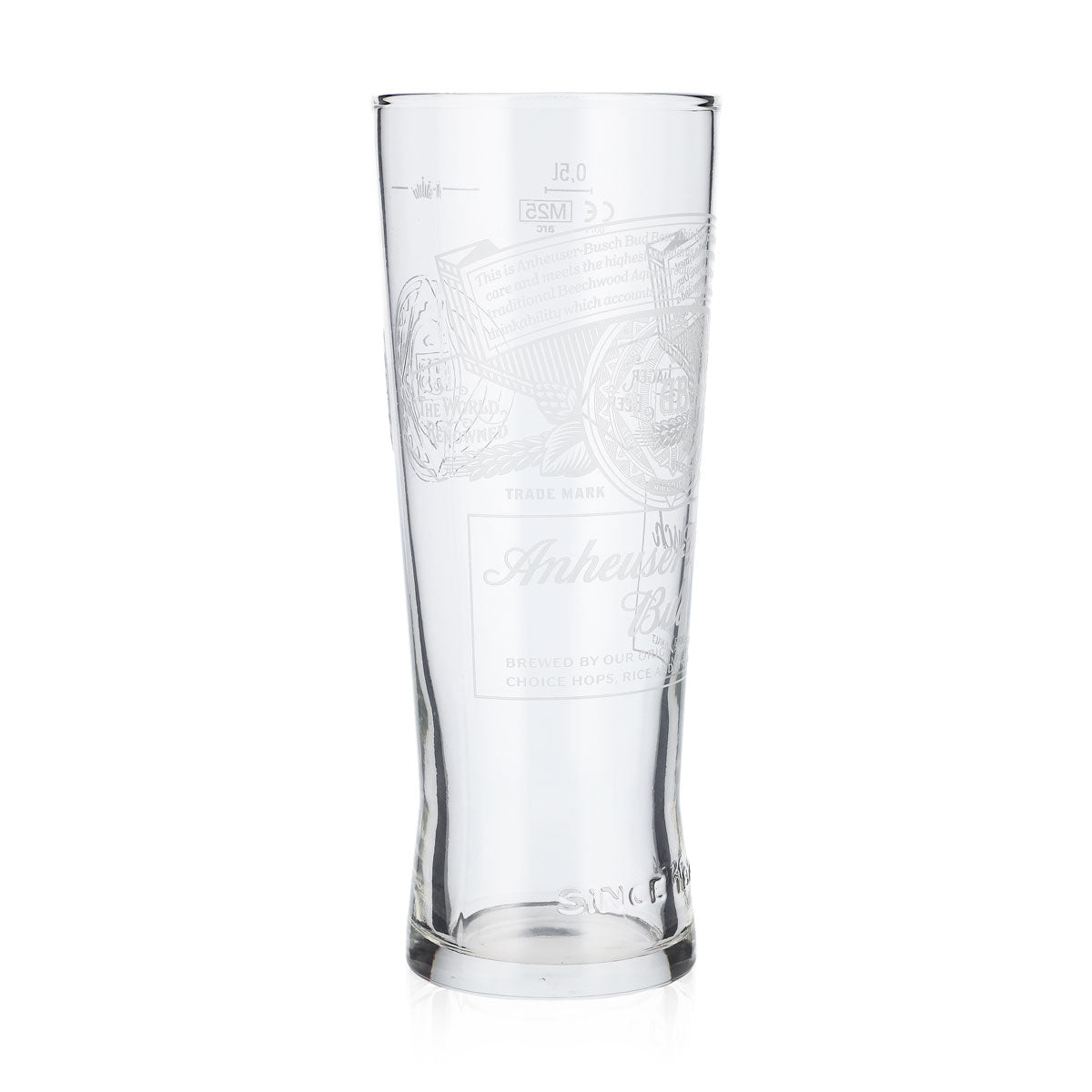 6x Anheuser-Busch Bud Beer Glass 0.5l Contour Creed White Logo – View 3