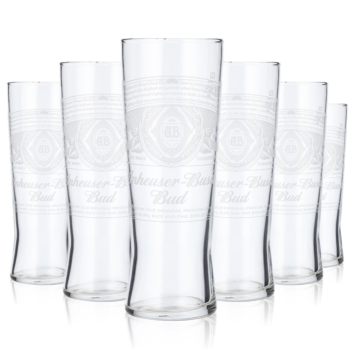 6x Anheuser-Busch Bud Beer Glass 0.3l Creed Contour Glass Set NEW DESIGN β View 6