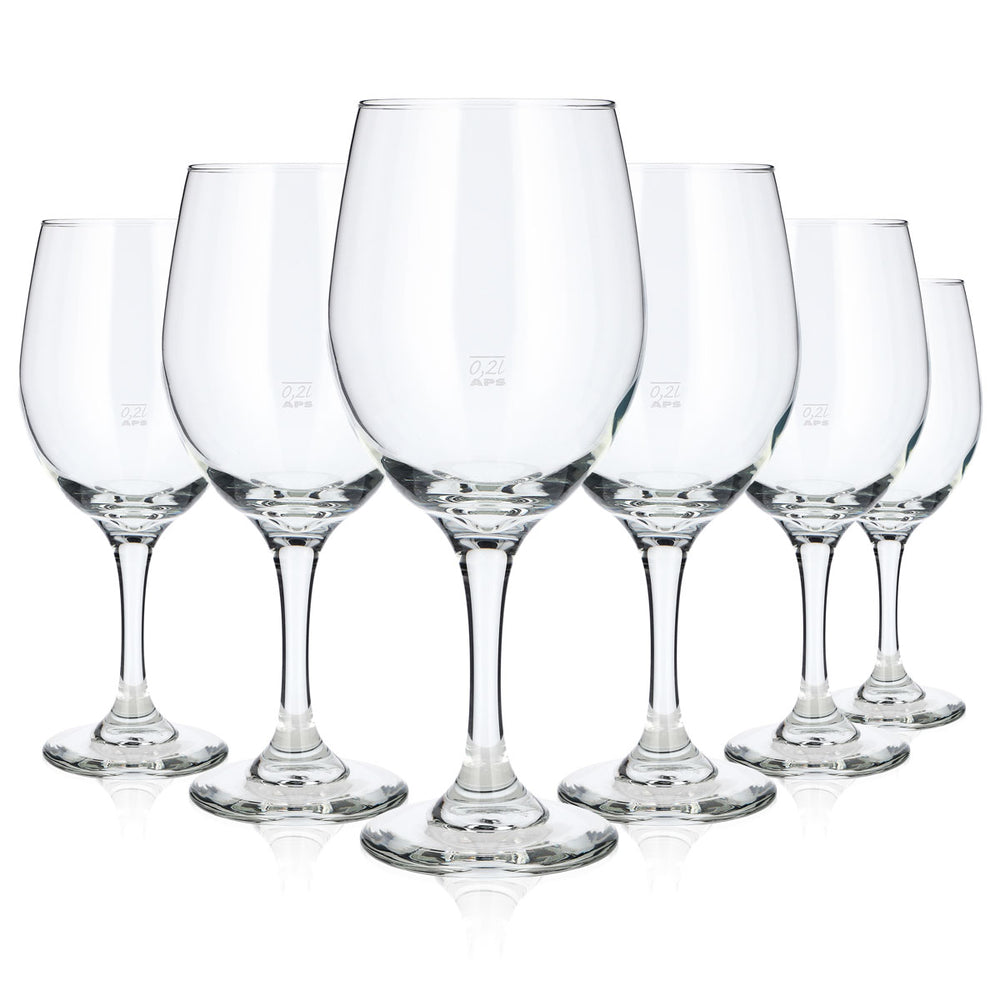 6x APS Glass 0.2 L Wine Glass, Red Wine Glass, White Wine Glass, Wine Goblet (Set of 6)