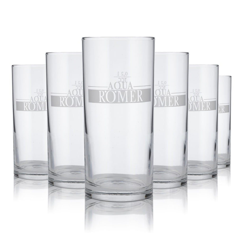 6x Aqua Römer glass 0.2l tumbler glasses set mineral water sparkling soda Gastro