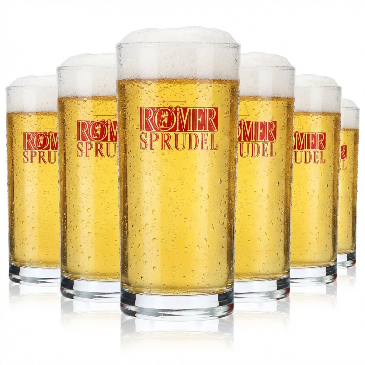 6x Aqua Römer water glass 0.2l cup Water glasses Red logo "Römer Sprudel"