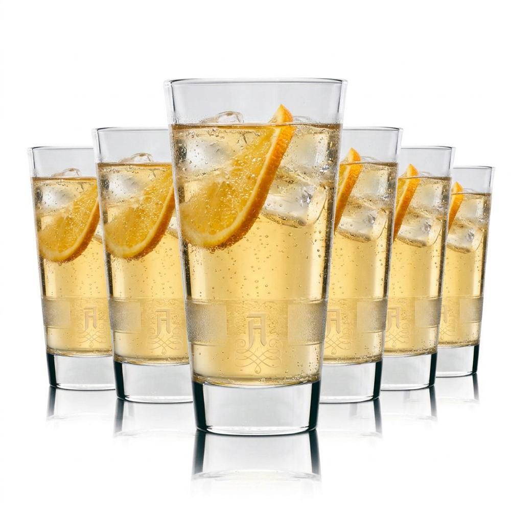 6x Asbach Glass 0.2l Tumblers Long Drink Cocktail Cola Cognac Uralt Gastro