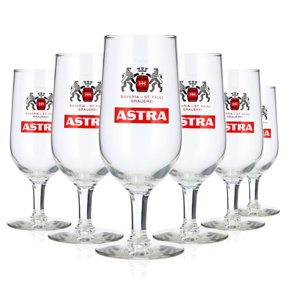6x Astra Beer Glass, 0.2 L, Tulip-Shaped, St. Pauli Sahm Beer Glass, Goblet