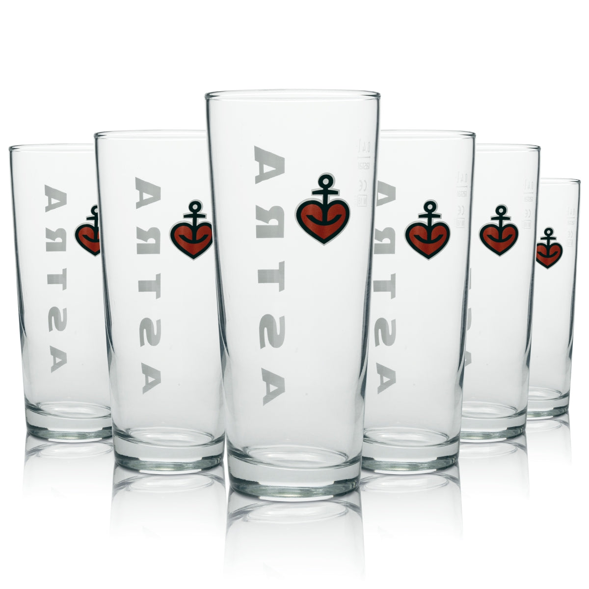6x Astra Beer Glass Frankonia 400ml rastal