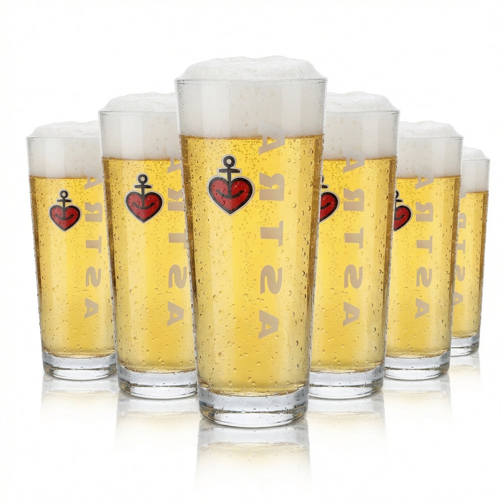 6x Astra Glass 0.5l Exclusive Willi Becher Beer Glass Set Brewery Hamburg