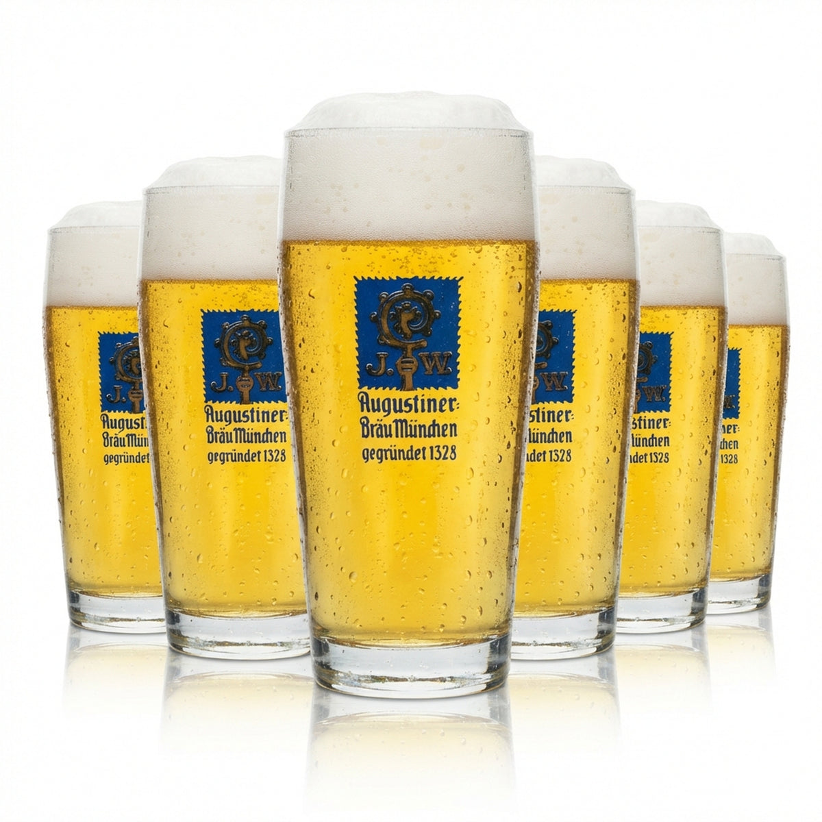 6x Augustiner beer glass 0.25l Willi mug