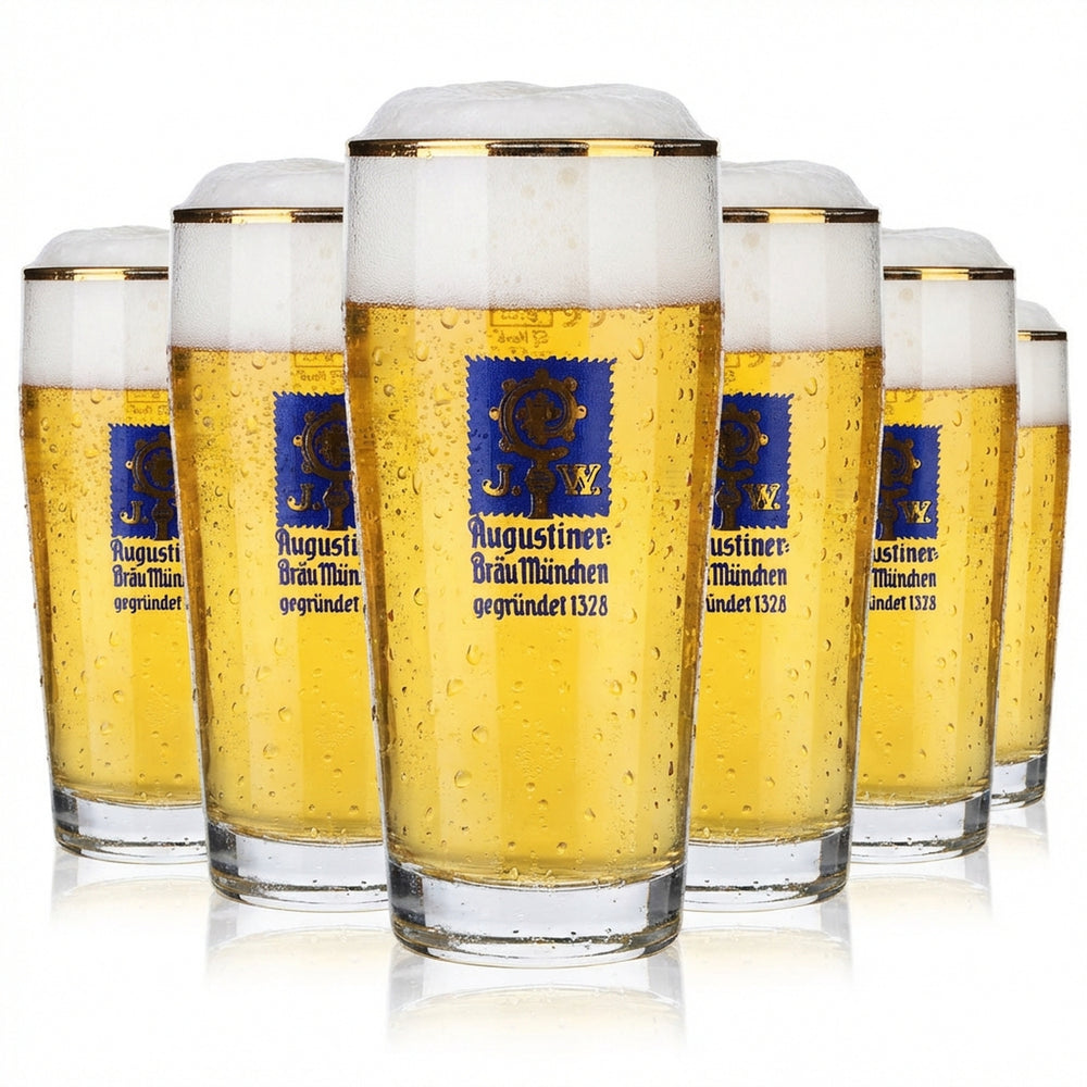 6x Augustiner beer glasses Beer glasses 0.3l Beer mug Gold rim