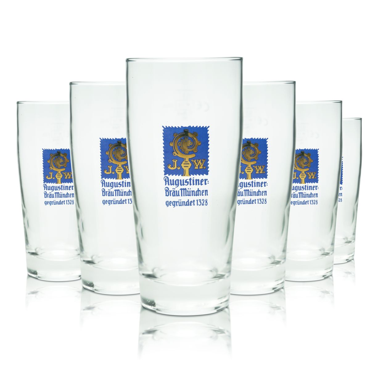 6x Augustiner beer glass 0,3l Willi mug glasses set brewery Munich Bavaria