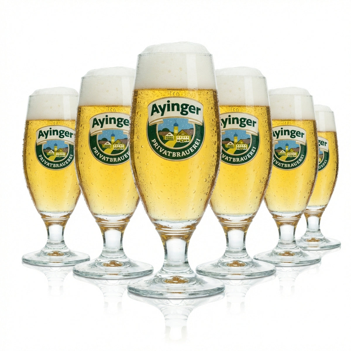6x Ayinger Beer Glass 0.2l Goblet Tulip Wheat Beer Glasses Brewery Gastro Bar