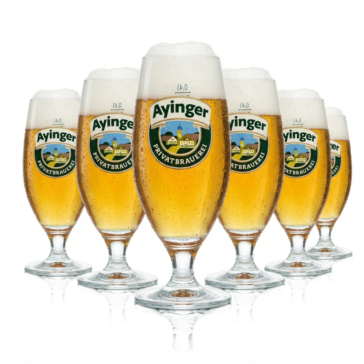 6x Ayinger Beer Glass 0.4l Goblet Tulip Wheat Beer Brewery Glasses Gastro Bar