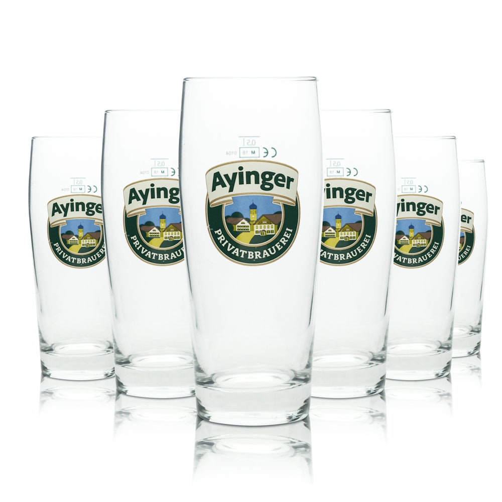 6x Ayinger Beer Glass 0.5l Mug Private Brewery Willi Glasses Pils Beer Light