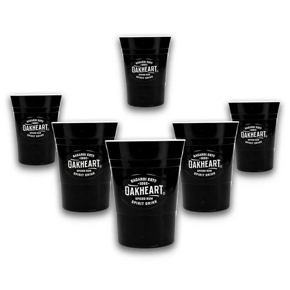 6x Bacardi Rum Mug Oakheart Hard Plastic Black 330ml