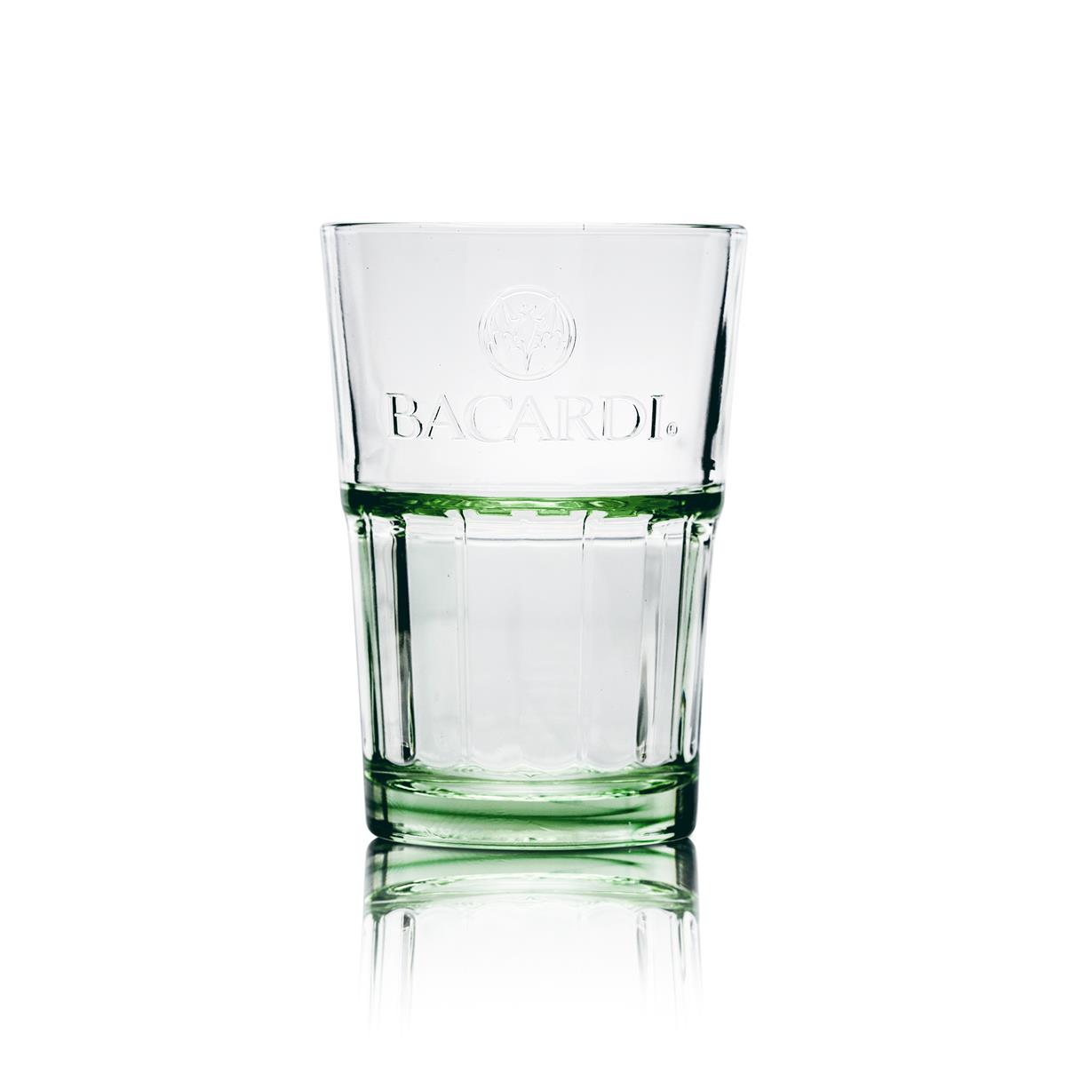 6x Bacardi Rum Glass Green Long Drink Stackable 36cl – View 2