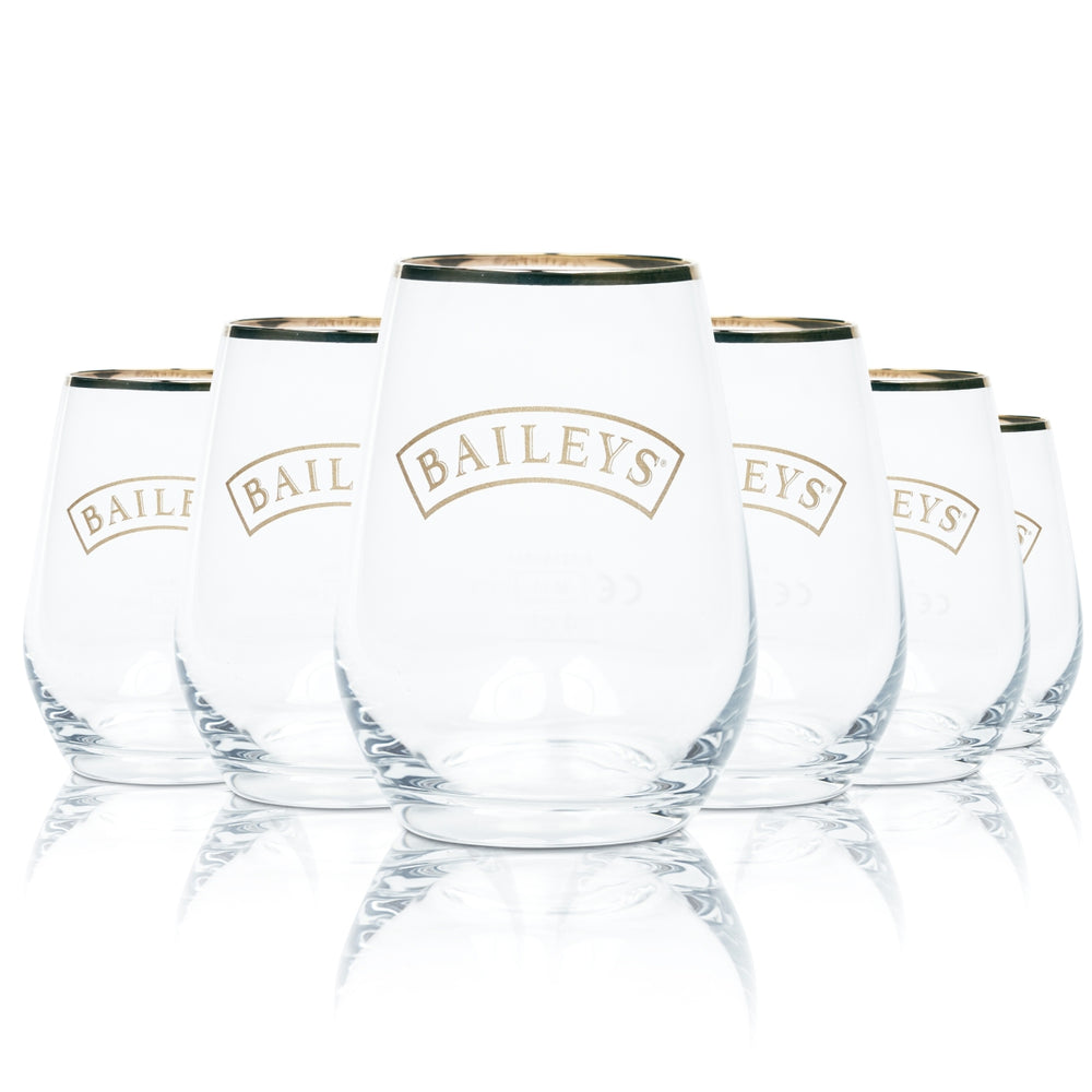 6x Baileys Glass Tasting 0.15l Tumbler Gold Rim Liqueur Glasses 4cl Calibration Mark Gastr