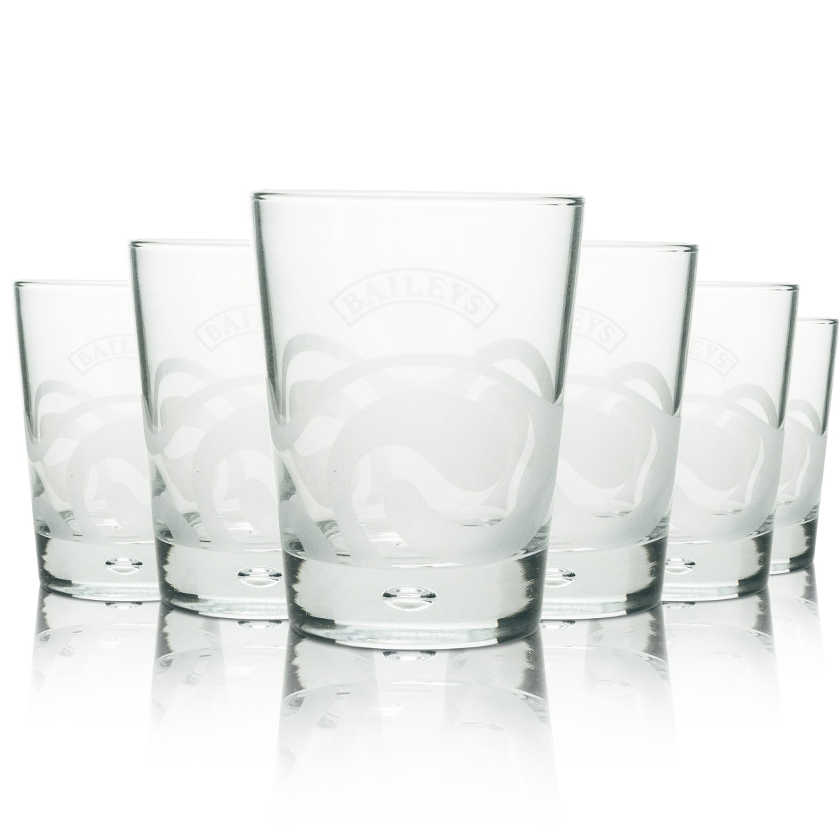 6x Baileys Liqueur Glass Tumblers On Ice with White Pattern