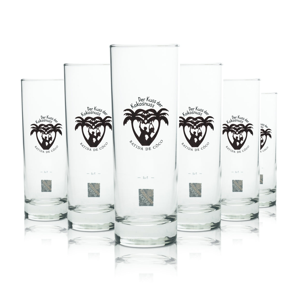 6x Batida de Coco Glass 0.24l Tumbler Long Drink Cocktail Glasses Gastro Calibrated