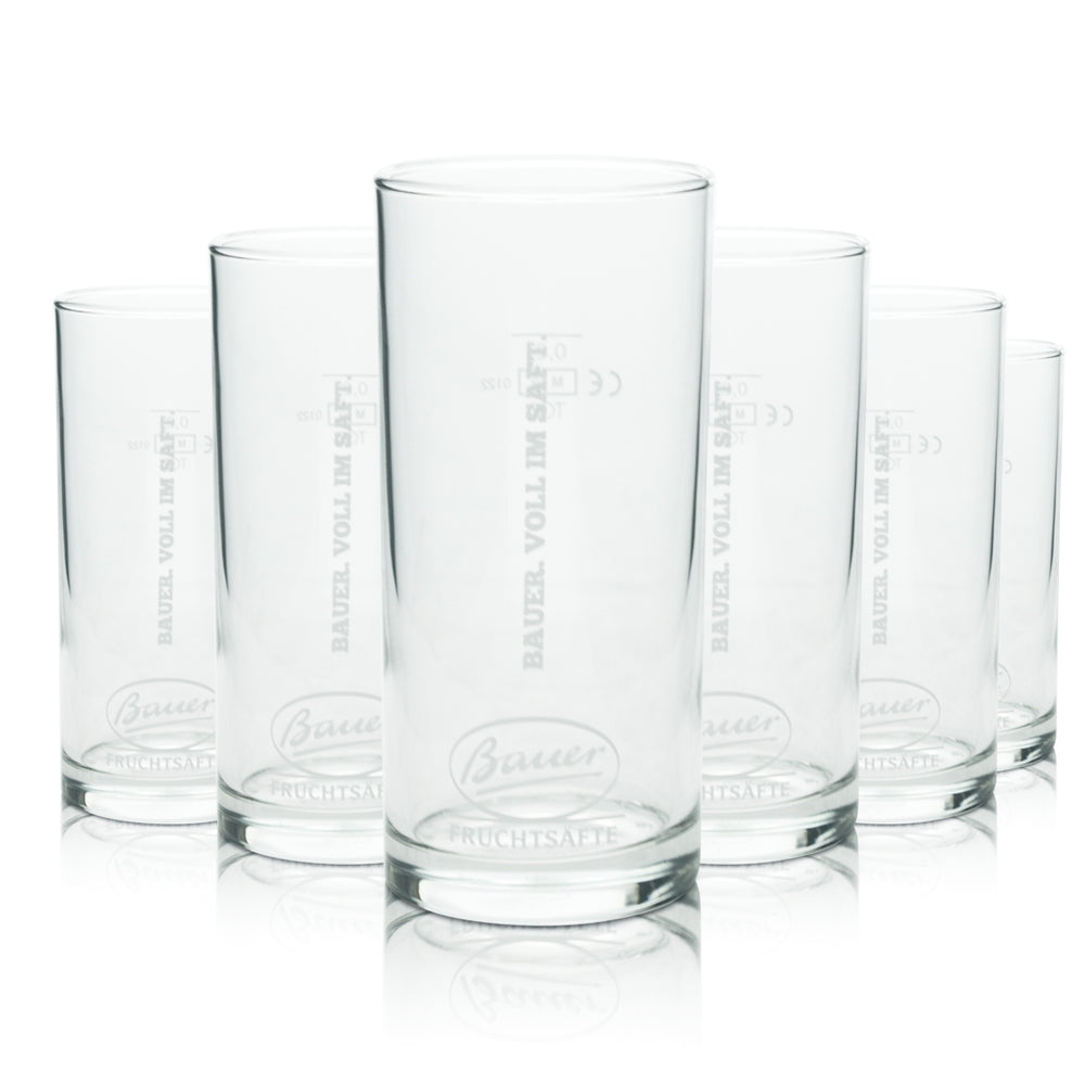 6x Bauer Juice Glass 0.2l Long Drink Amsterdam Cup Cocktail Glasses Gastro Bar