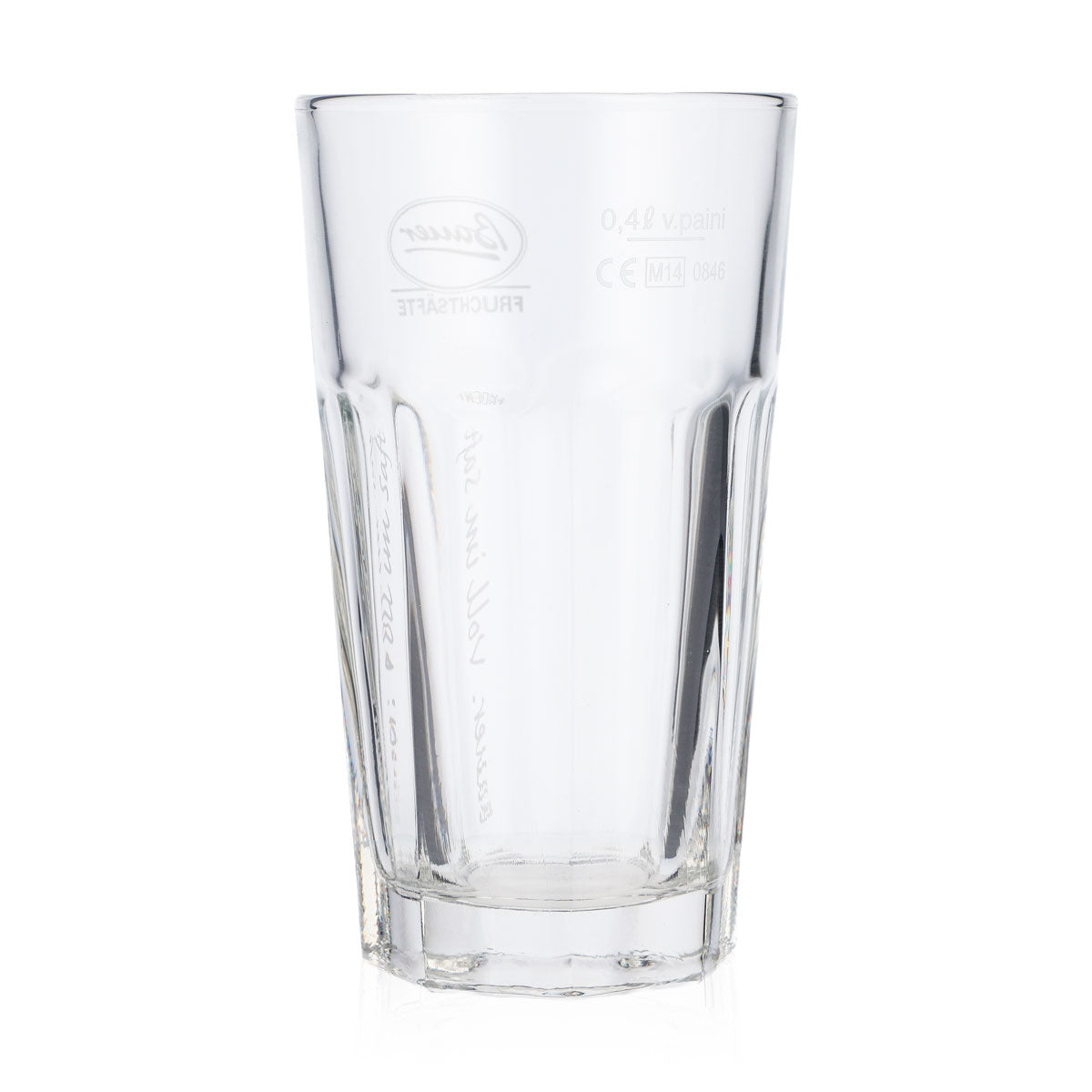 6x Bauer juice glasses, 0.4 l, white logo, vertical – View 4