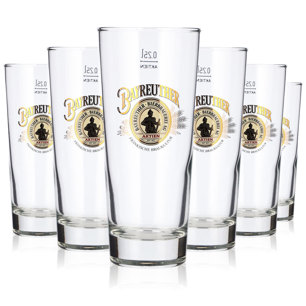 6 Bayreuth Beer Glasses, 0.25 L Tumblers, Frankonia Beer Glasses, Seidel