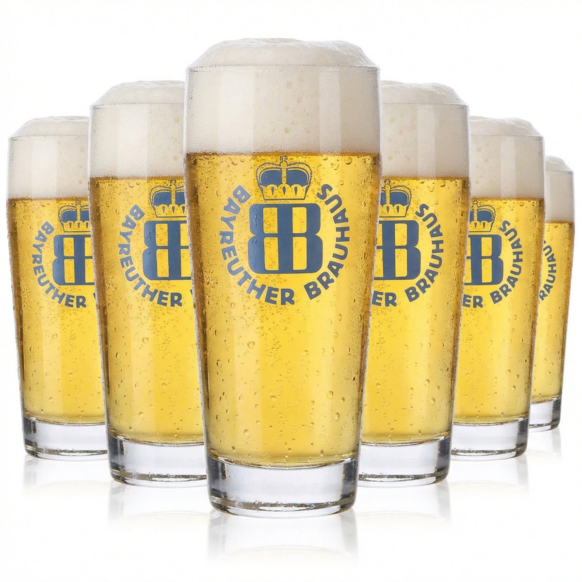 6x Bayreuth beer glass 0.2l mug Beer glasses Beer glass Logo blue