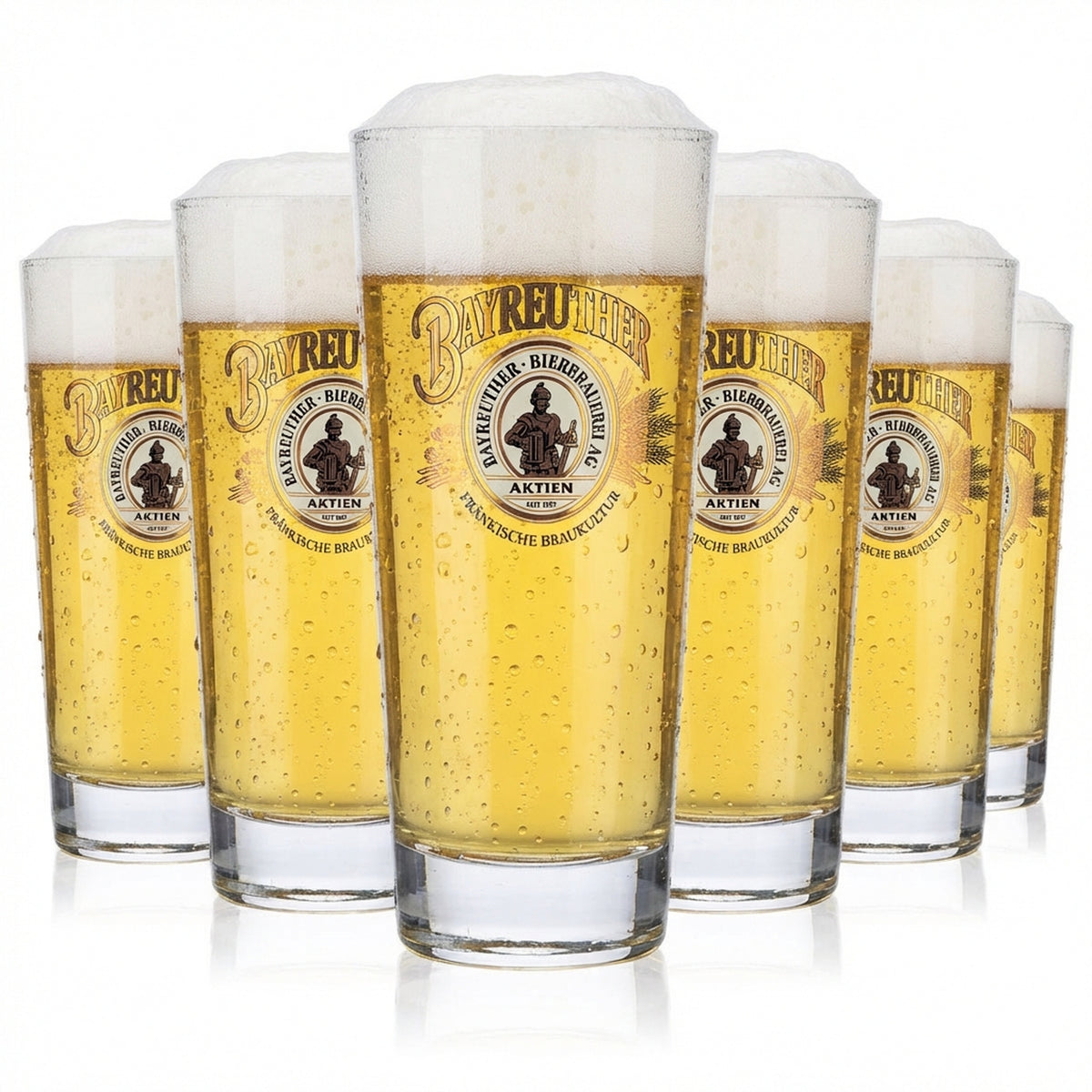 6x Bayreuth beer glass 0.3l mug Beer glasses Beer glass Logo gold