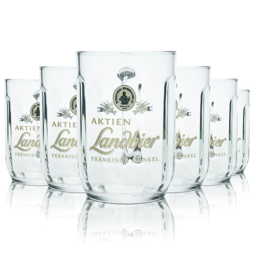 6x Bayreuther Bierbrauerei glass 0.3l contour beer mug mug Seidel glasses set