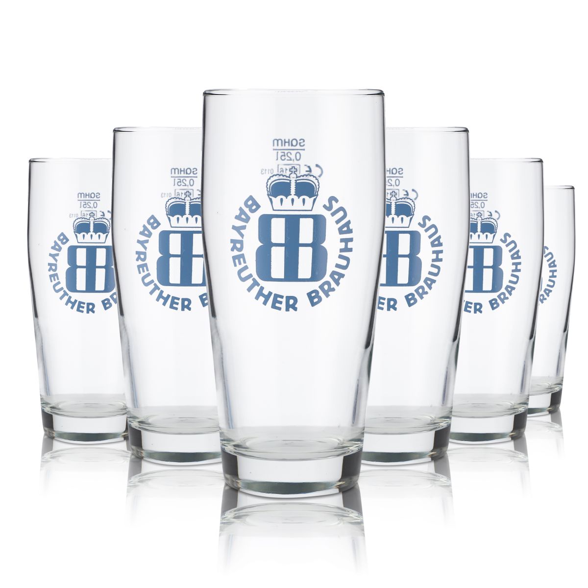 6x Bayreuther glass 0.25l Willi Becher light beer glasses set Brewery Gastro