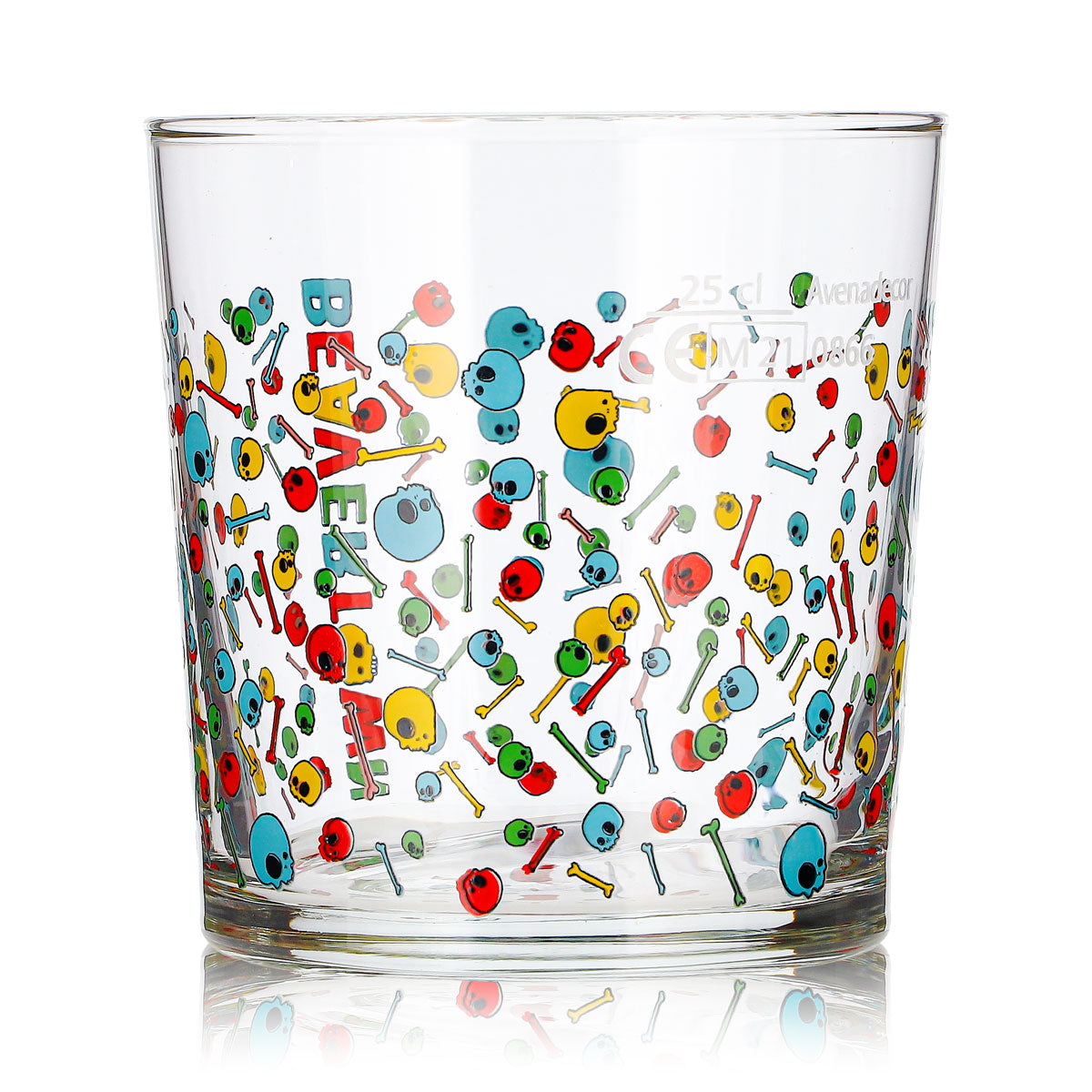 6 Beavertown Beer Glasses, 0.25 L Tumblers with Colorful Skulls, Bormioli Rocco – View 5