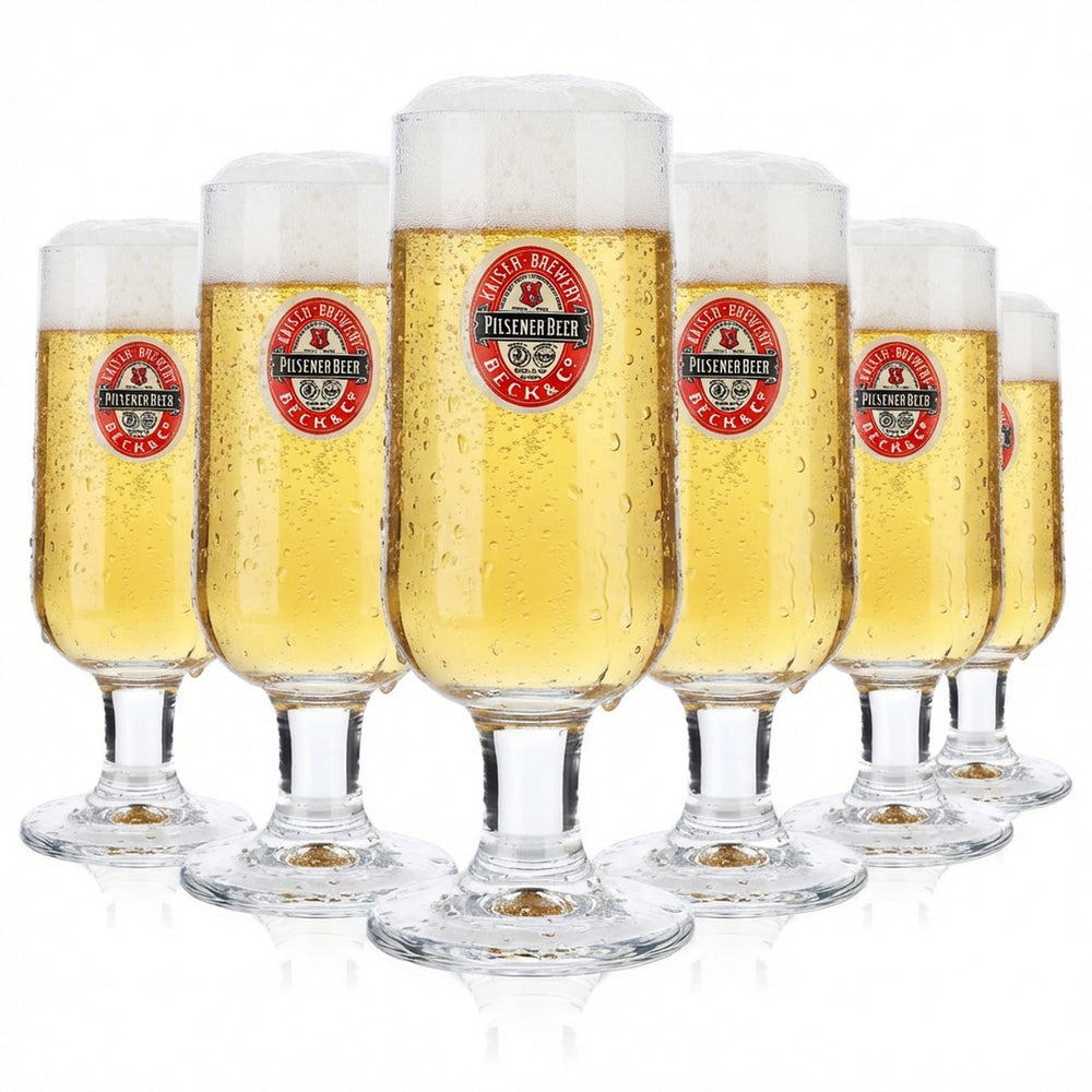 6x Beck's beer glasses set, 0.3 l goblet, retro logo "Pilsener Beer" (Ritzenhoff)