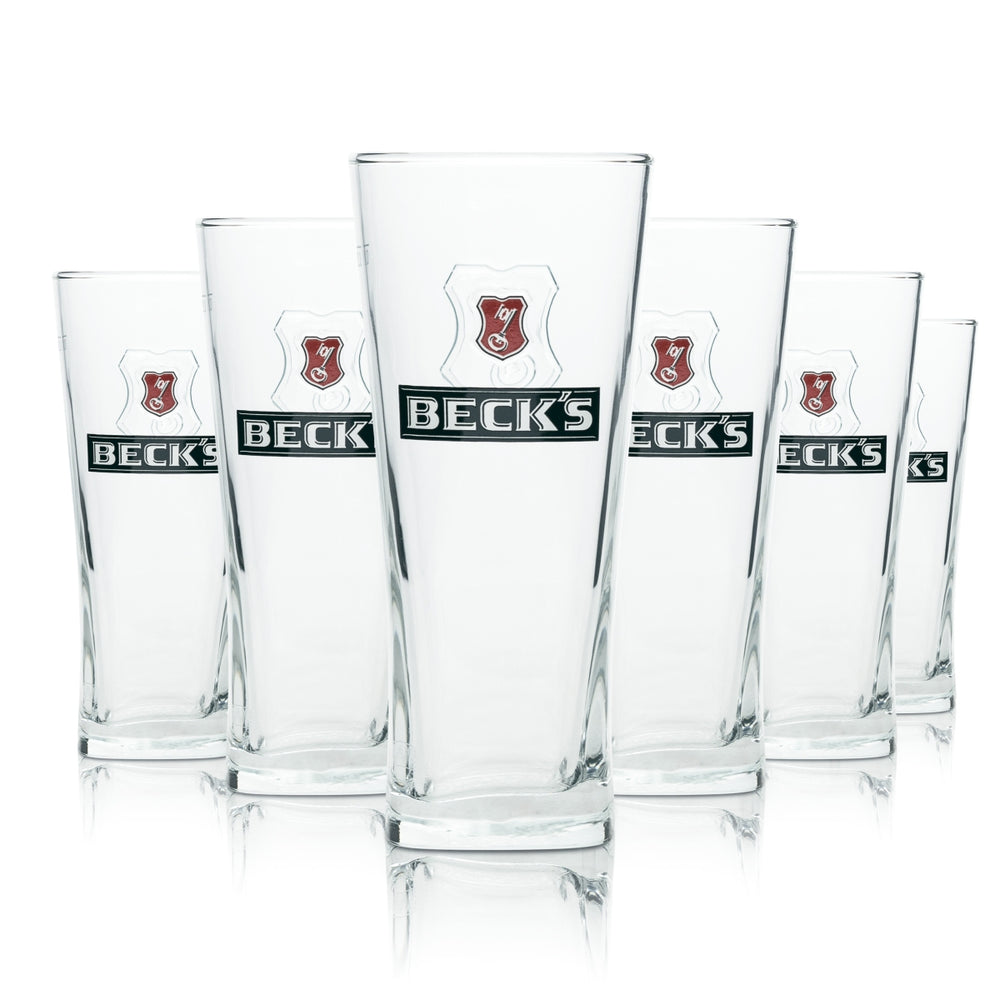 6x Beck's Beer Glass 0.2l Beer Glasses Henry Glasses Mug Relief Logo