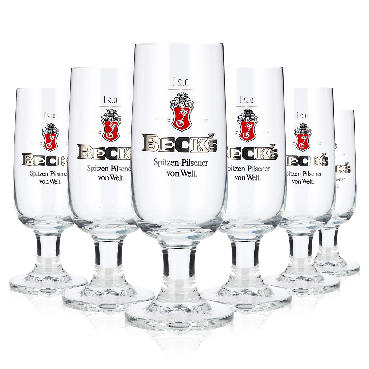 6 Becks Beer Glasses, 0.2 L, Pilsener Ritzenhoff Goblet