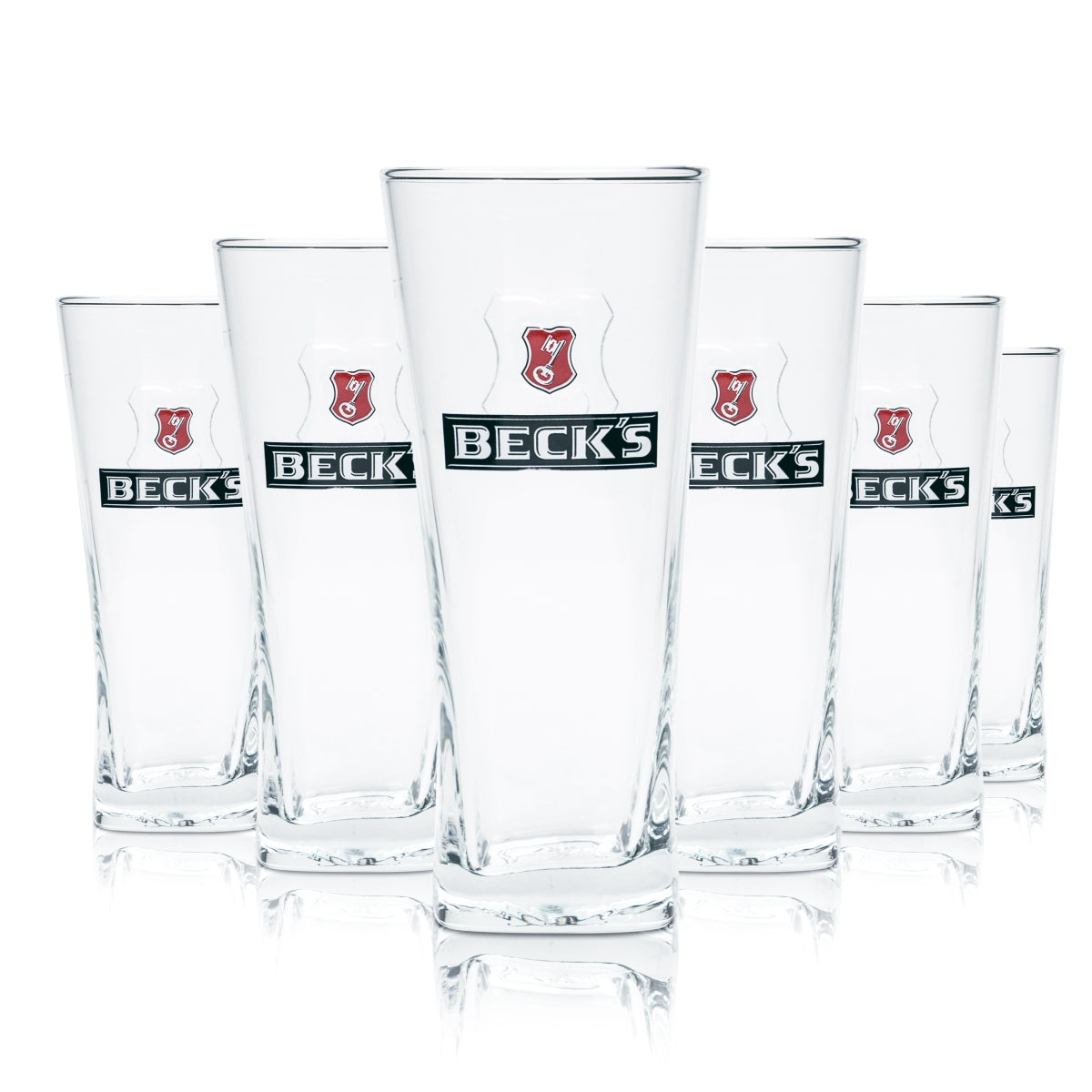 6x Beck's Beer Glass 0.3l Mug Henry Willi Glasses Relief Cup Brewery Print Beer