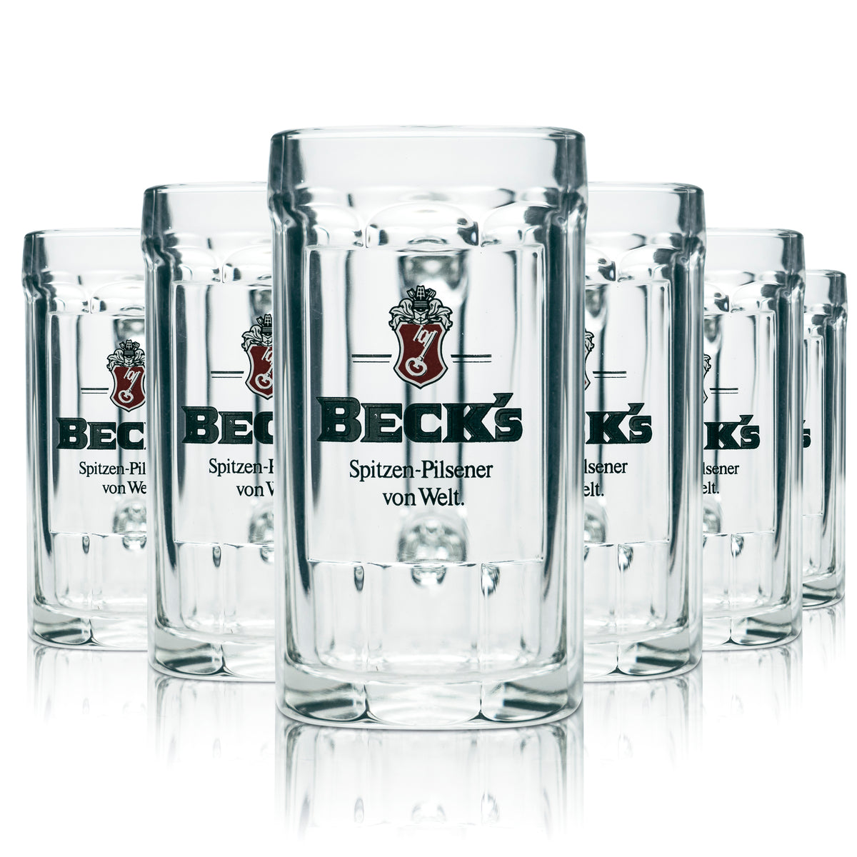 6x Beck's beer glass 0.3l mug with relief Sahm Seidel old logo relief glasses mugs – View 4