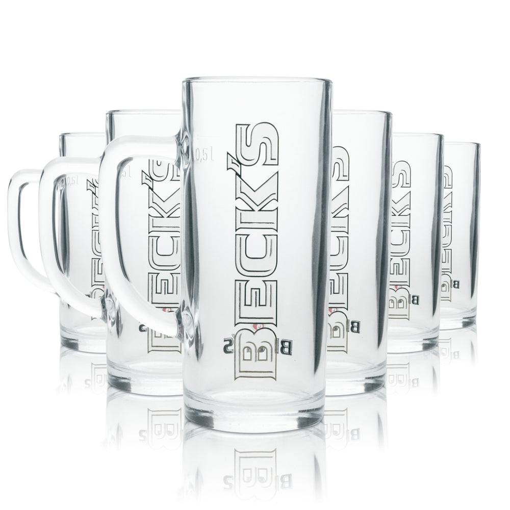 6x Becks Beer Glass 0.5l Mug Donau Sahm