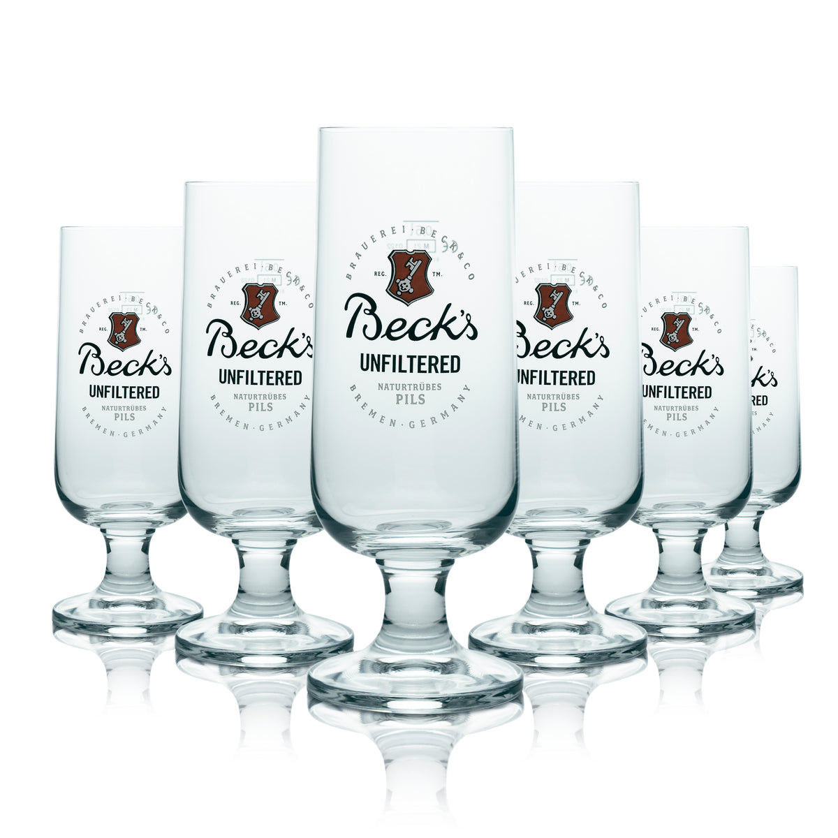 6x Beck's Beer Glass 0.5l Trophy Beer Glasses "Unfiltered" Edition new – View 3