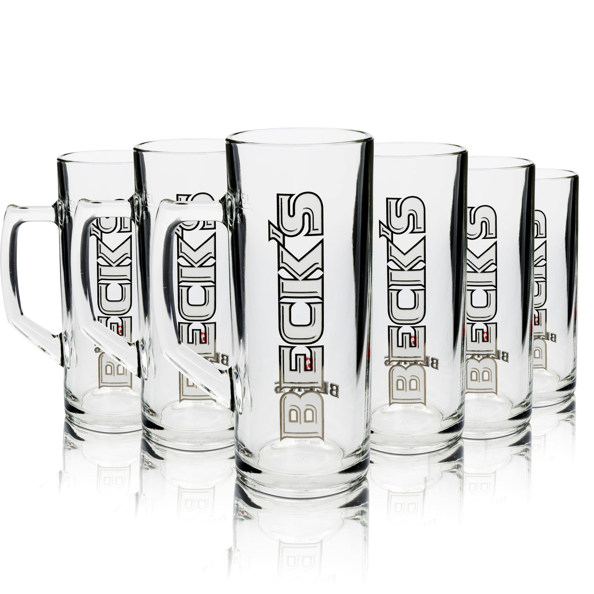 6x Beck's beer glass mug 0.5l Reno Borgonovo Seidel handle glasses Humpem mugs – View 5