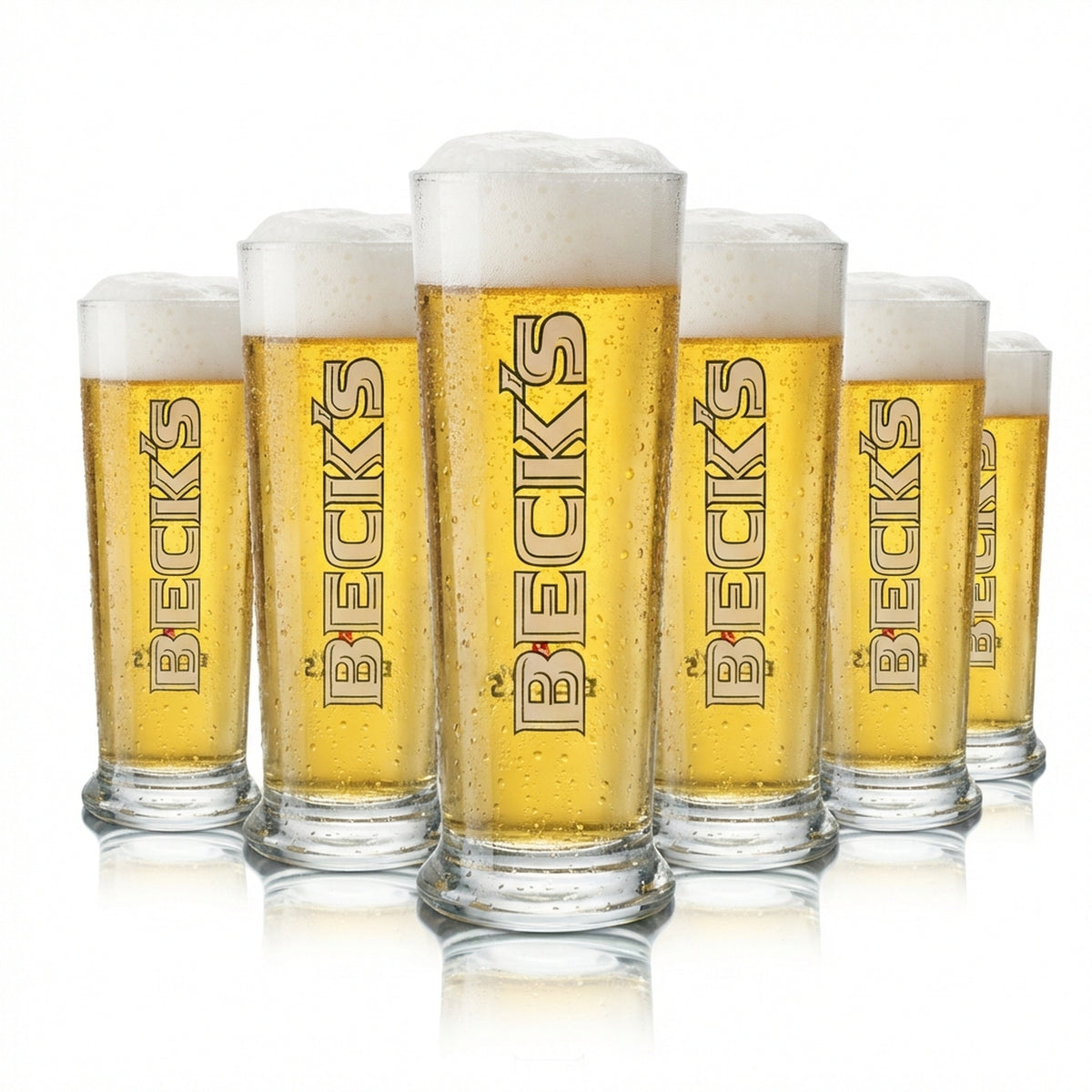 6x Beck's Beer Glass Seattle 0.25l Tulip Brewery Glasses Mug Cup Pilsner Cup Bar