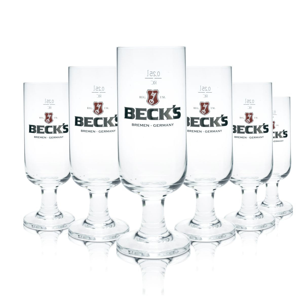 6x Becks beer glass 0.25l goblet glass Pilstulpe glasses set brewery Gastro Geeicht