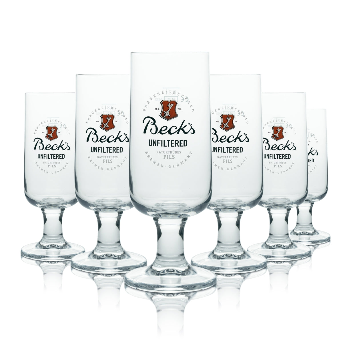 6x Beck's Beer Glass 0.3l Goblet Tulip Glass Set Unfiltered Naturally Cloudy Pils Special Edition – View 3