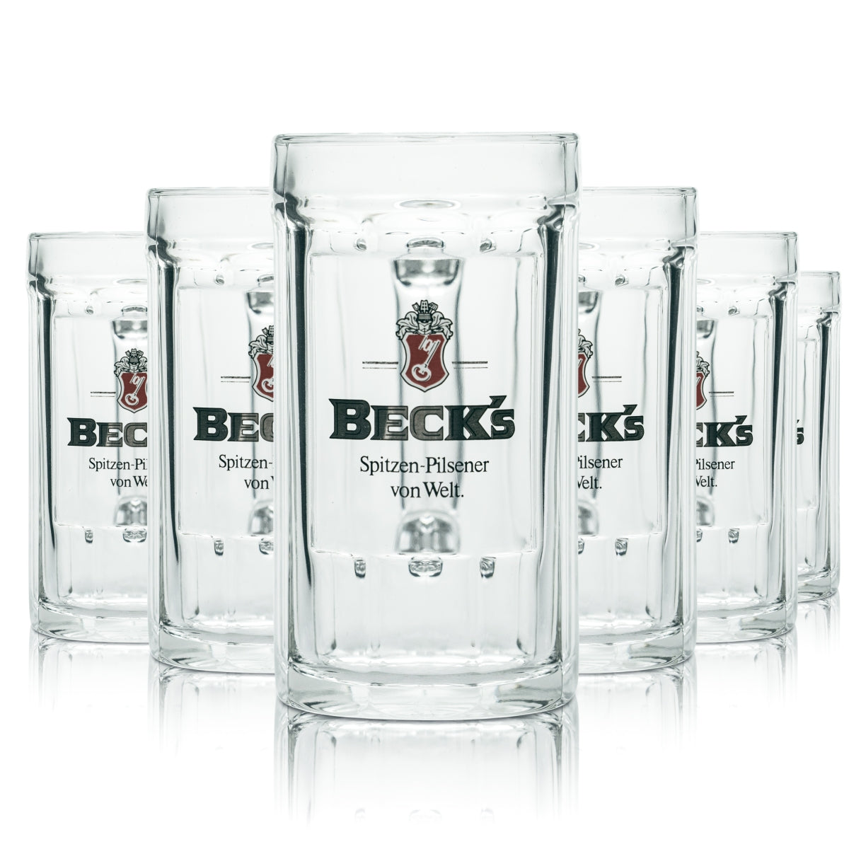 6x Becks Glass 0.4l Beer Mug Contour Pilsener Glasses Brewery Unfiltered Gastro