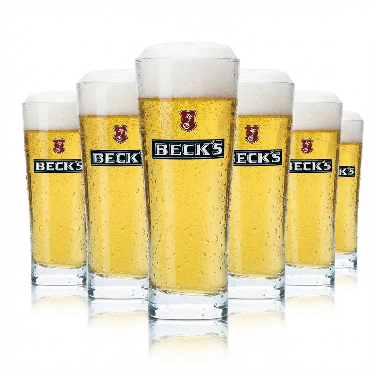 6x Becks Glass 0.4l Contour Henry Beer Mug Trophy Glasses Calibrated Gastro Beer