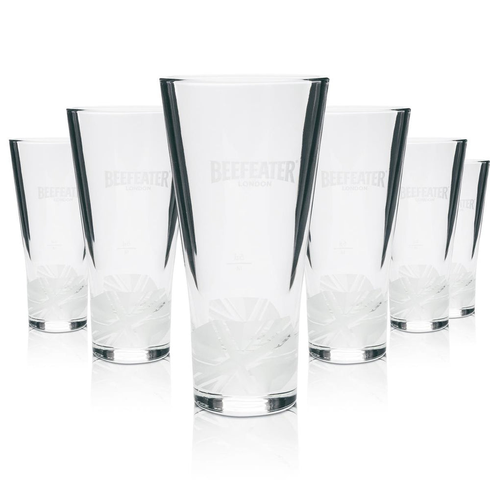 6x Beefeater Glass 0.3l Gin and Tonic Fizz Long Drink Cocktail Glasses, Calibrated, Catering